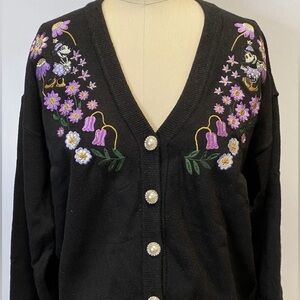 Her Universe Disney Minnie Mouse Flower Garden Cardigan Black Floral